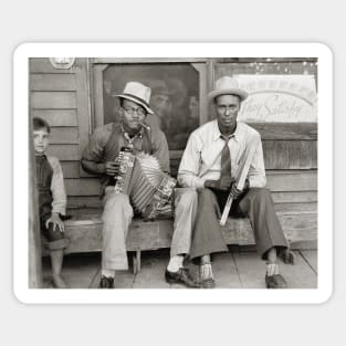 Street Musicians, 1938. Vintage Photo Sticker